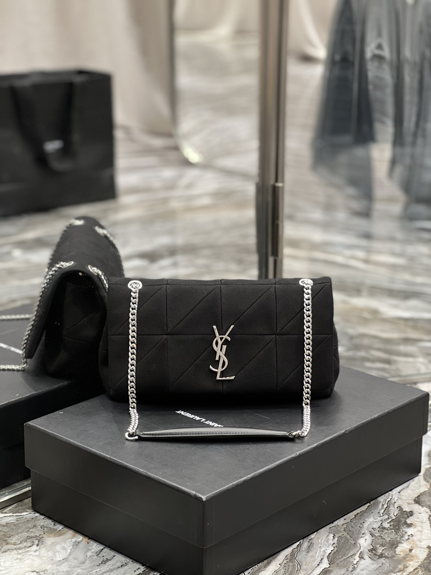 Ysl JAMIE Handbag 515821 Black-Silver